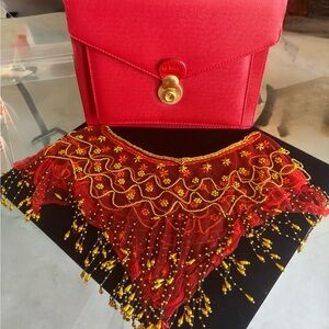 Vintage Le Sabbi handbag and Silk Beaded Collar Shawl